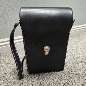 Leather Crossbody Bag Handmade Stitching Flap Closure Messenger Purse‎